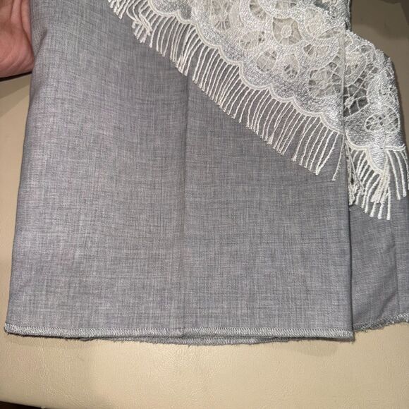 Golden Goose Deluxe Brand Venezia Lace Inset With Fringe Pant - Gray/Ivory S - Picture 6 of 9
